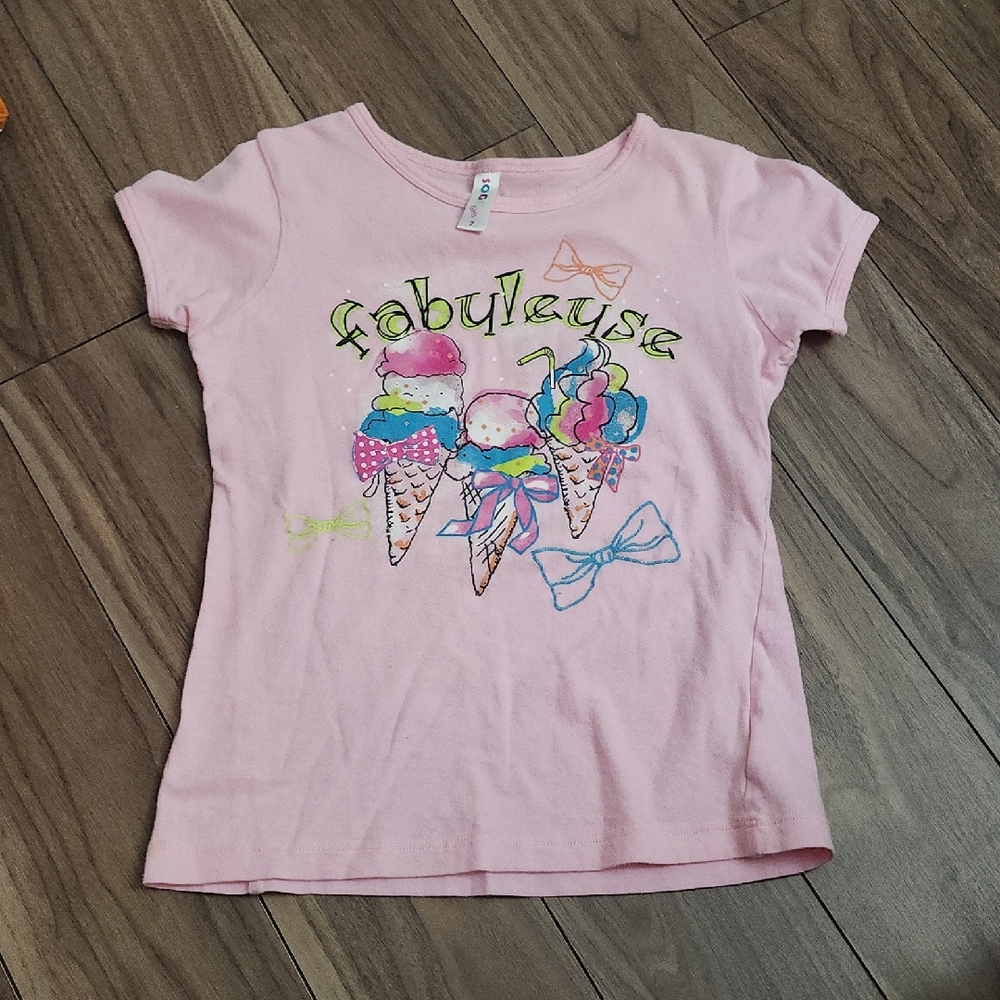 🔥SOGO Girls Pink Graphic T-Shirt, Ice Crean Cones